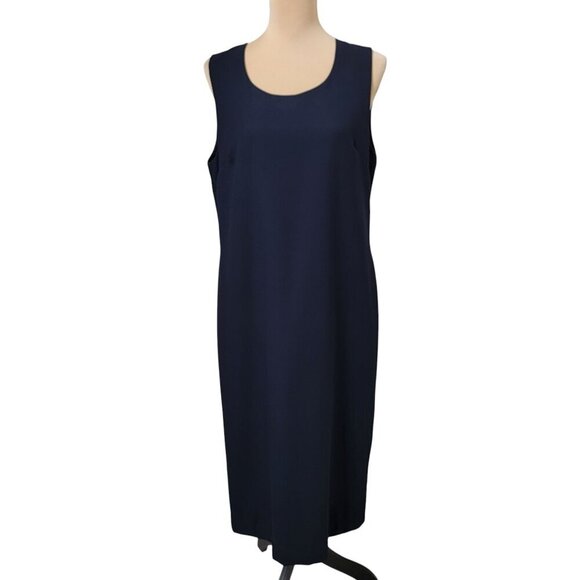Vintage Nancy Michaels Size 12 Navy Blue Sleeveless Sheath Dress, Exc. Used Cond - Picture 1 of 11